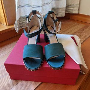 NWT- Valentino Soul Satin Sandals, Deep Green